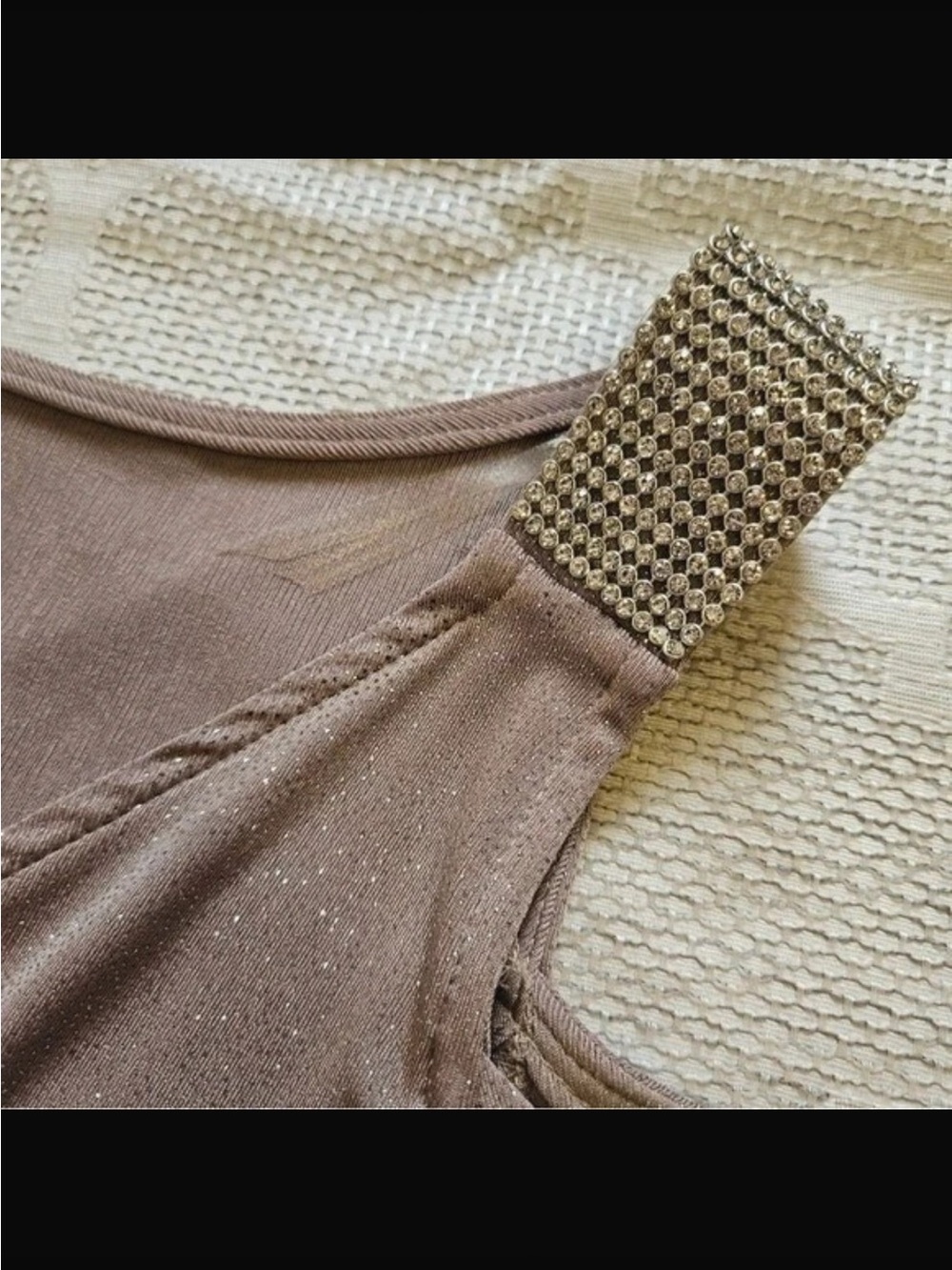 Sparkle Cold-Shoulder V-Neck Women's Top - Blush S. Levine Sz Large EUC - Picture 9 of 11